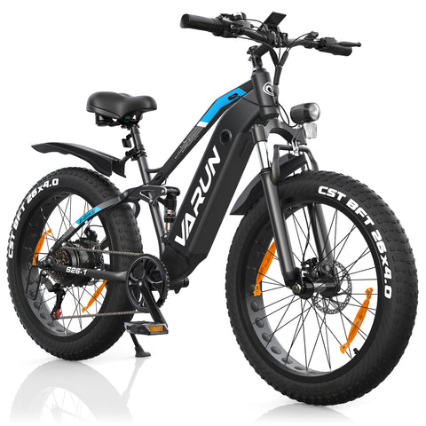 Fat Tire E-Mountainbike Pedelec Bicicletta elettrica fuoristrada con sospensione completa 90 Nm Batteria rimovibile a lungo raggio - Varun Ballistic-White 26'' E-Bike