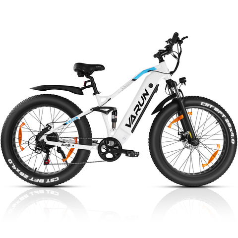 Fat Tire E-Mountainbike Pedelec Bicicletta elettrica fuoristrada con sospensione completa 90 Nm Batteria rimovibile a lungo raggio - Varun Ballistic 26'' E-Bike