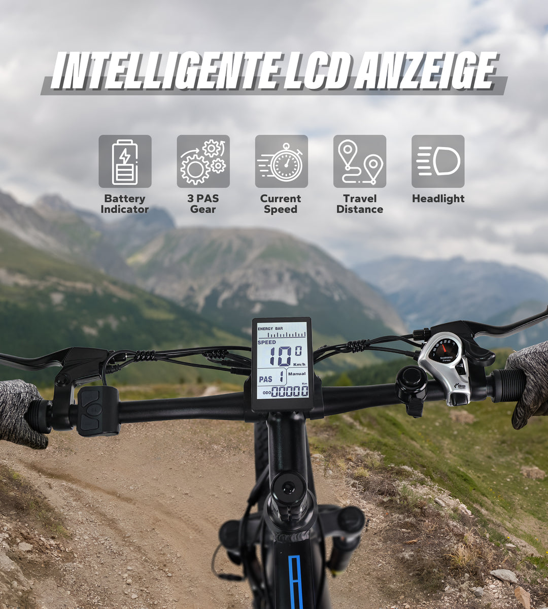 Fat Tire E-Mountainbike Pedelec Vollgefedertes All-Terrain-Elektrofahrrad 90 Nm abnehmbarer Akku große Reichweite – Varun Ballistic 26'' E-Bike